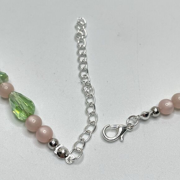 Artisan Handcrafted Glass Lucite Moon Glow Beaded Necklace Earrings Set Spring - Picture 7 of 8